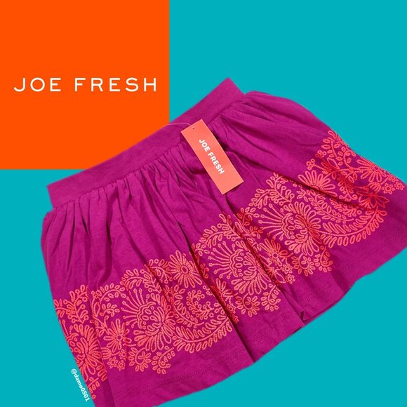 NWT Joe Fresh Girls Fuchsia Skirt With Orange Hem - Picture 1 of 6